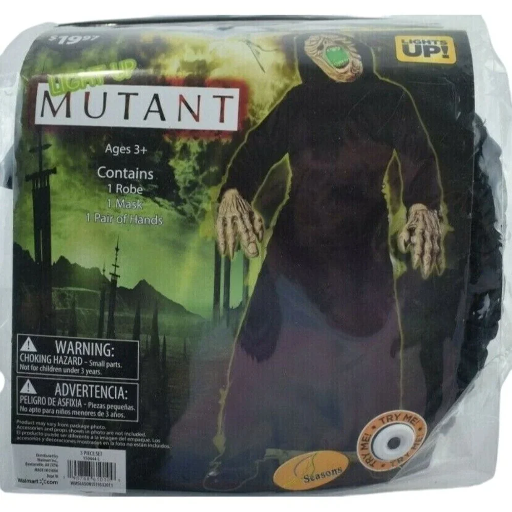 Seasons Boys L 10 to 12 New Light Up Mutant Complete 4 Piece Halloween Costume